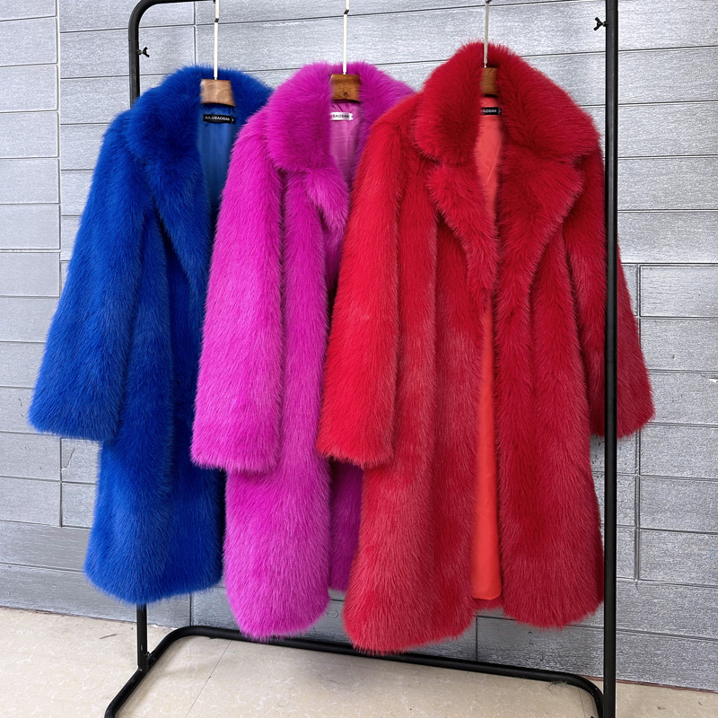 Imitation Toca Fur Outwear for Women, Imitation Fur Mid-Length Suit Collar, Mid-Length Winter Outwear for Women