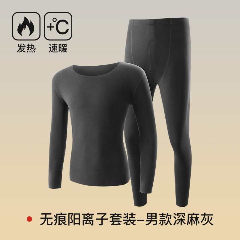 Picture of 7A antibacterial cationic ladies thermal underwear suit seamless round neck warm clothes tight autumn clothes autumn pants women wholesale