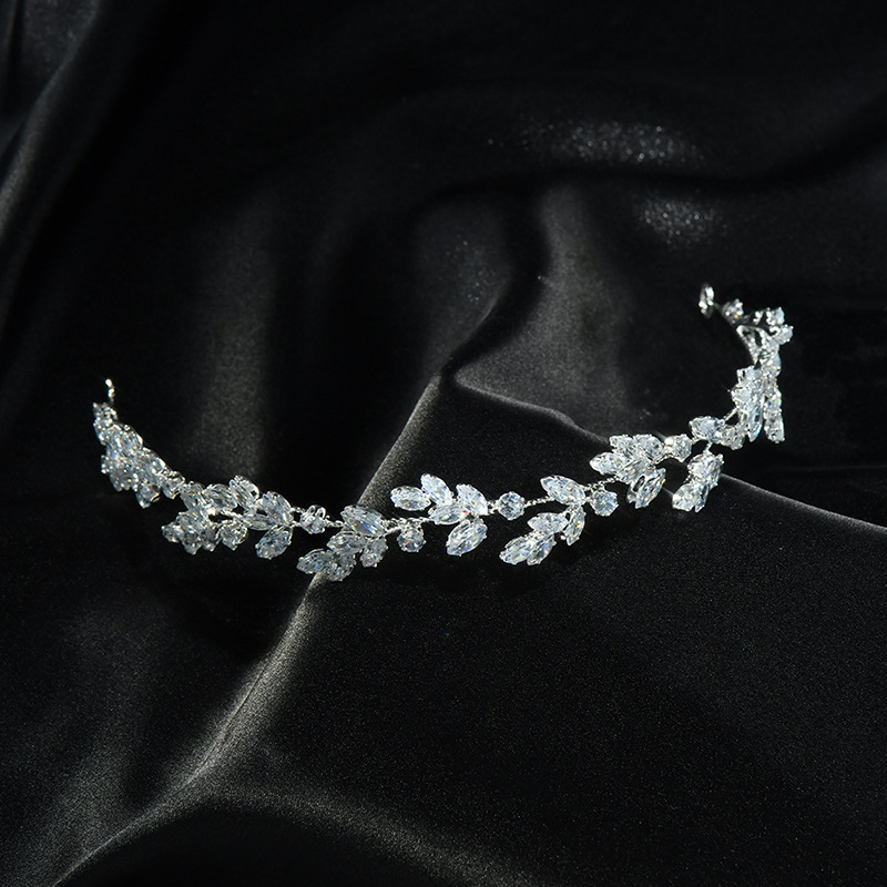 Picture of Korean Style Exquisite Crystal Hair Accessories Bridal Crown Wedding Headband Princess Prom Headdress Tassel Headband Accessories