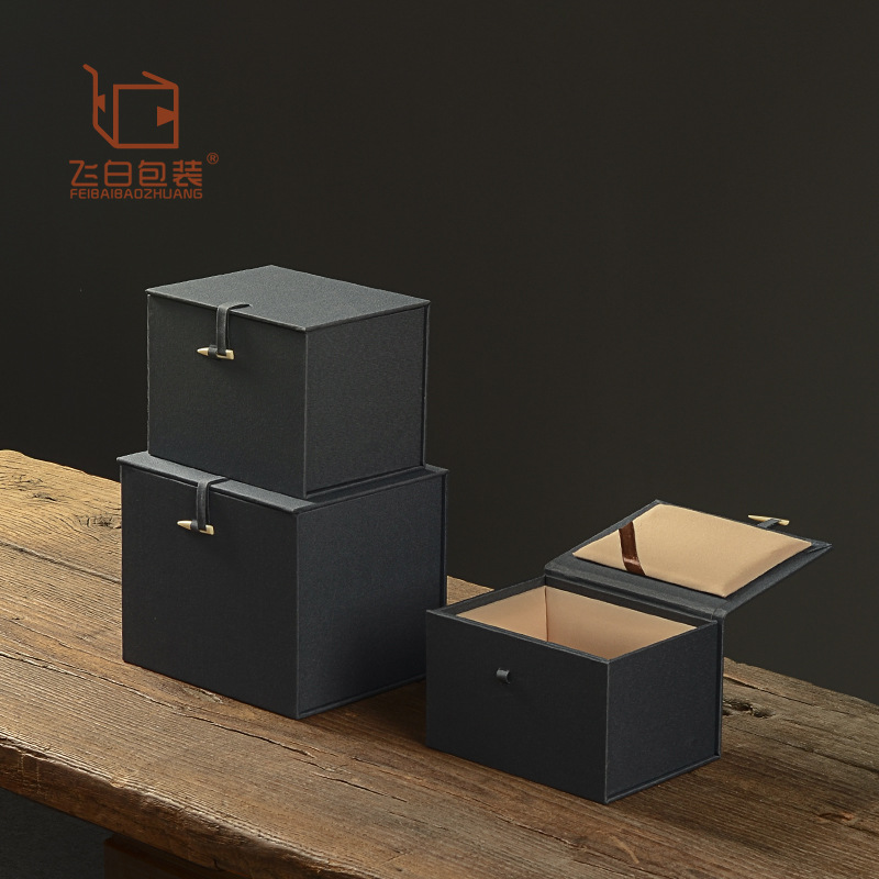 Blue Brocade Bone Needle Box Teapot Storage Box Built High-End Packaging Box Gift Box Rectangular Tea Can Fabric Box