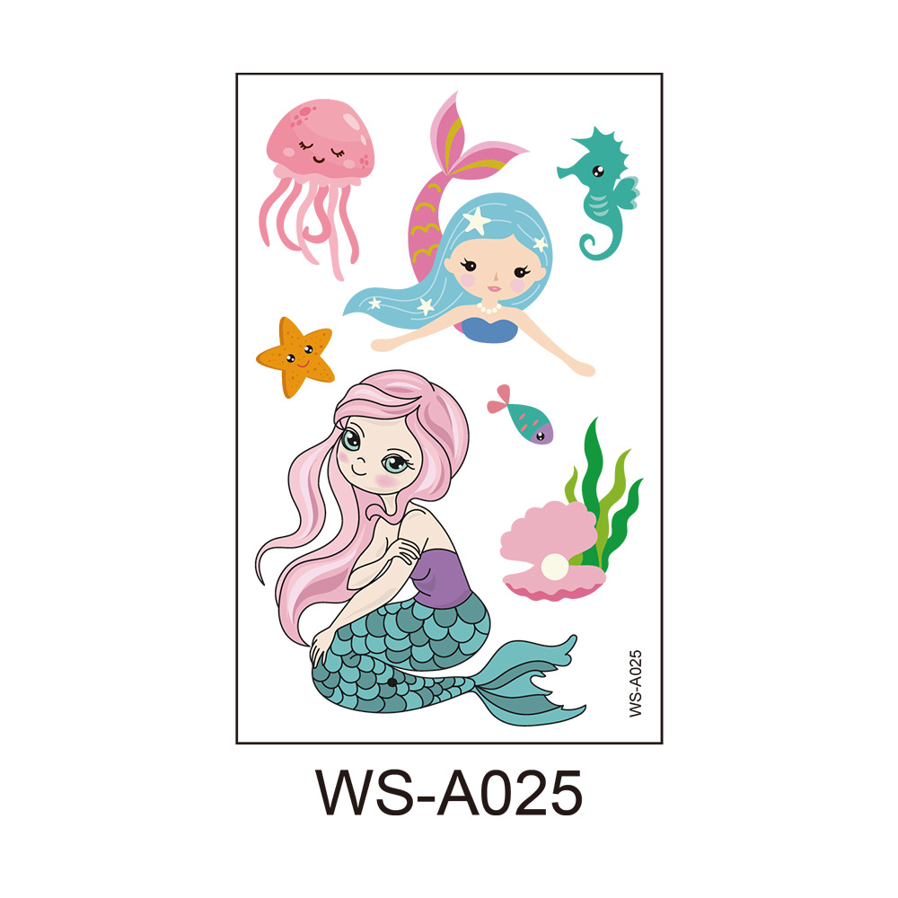 Picture of Cross Border Waterproof Sweat Tattoo Children Cartoon Dream Party Princess Theme Stickers suit Mermaid Tattoo Stickers