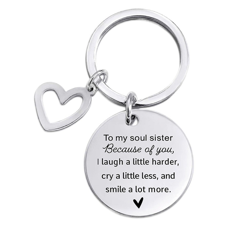 Key Europe and the United States cross-border Valentine's Day gift stainless steel pendant family gift lettering metal key chain production