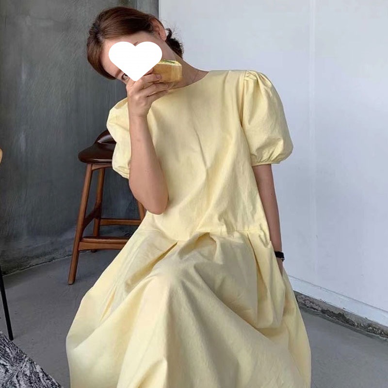 2025 Summer Plus Size Dongdaemun New Niche Casual Solid Color Loose Long Dress for Women