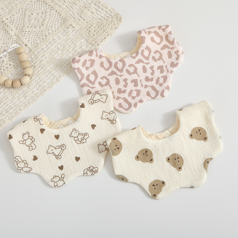 Picture of Han Feng 6-layer cotton gauze petal bib Zou Zou cloth saliva towel 360 degree newborn bib baby anti-spitting milk towel