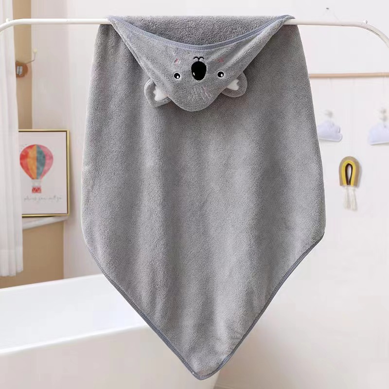 Picture of Baby Blanket Coral Fleece Embroidered Cartoon Hooded Bath Towel Kick-proof Cloak Newborn Baby's Cloak Travel Cloak