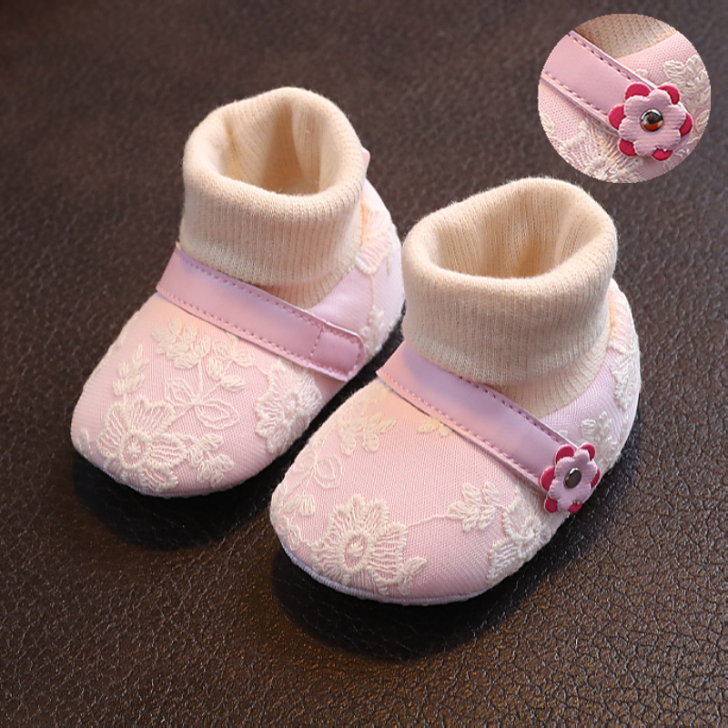 Baby women's shoes socks baby autumn and winter foot cover warm non-slip fleece-lined thick soft bottom toddler shoes 0-3-12 months