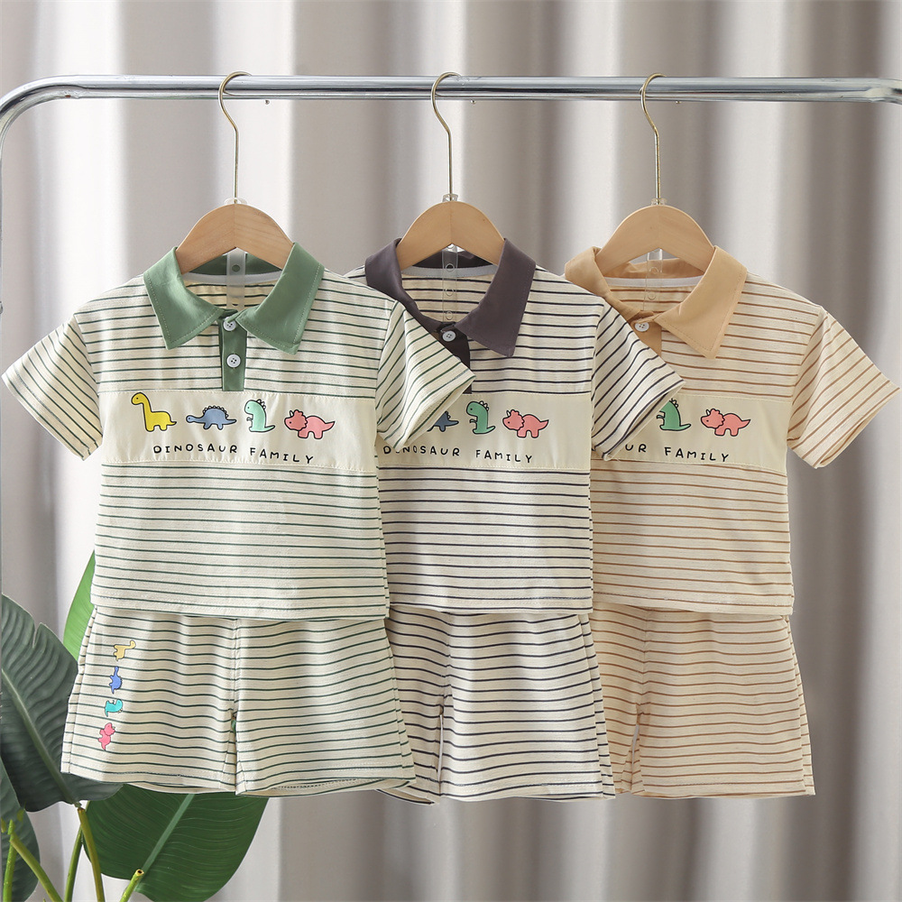 2025 Boys' Summer suit Summer New Handsome Children's Four Kinds of Dinosaur Short-sleeved Boys' Two-piece Fashionable Set