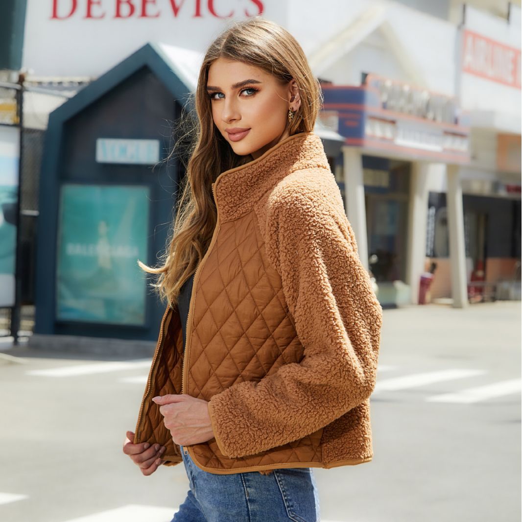 Picture of Flash velvet 2023 new autumn and winter women's cross-border Amazon cardigan zipper long sleeve plush stitching European and American coat women
