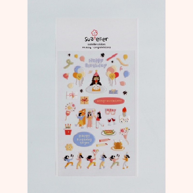 Picture of Cross Border South Korea suatelier Waterproof 1114 Birthday Cake Party PVC Mobile Phone Diary Decoration Hand Account Sticker