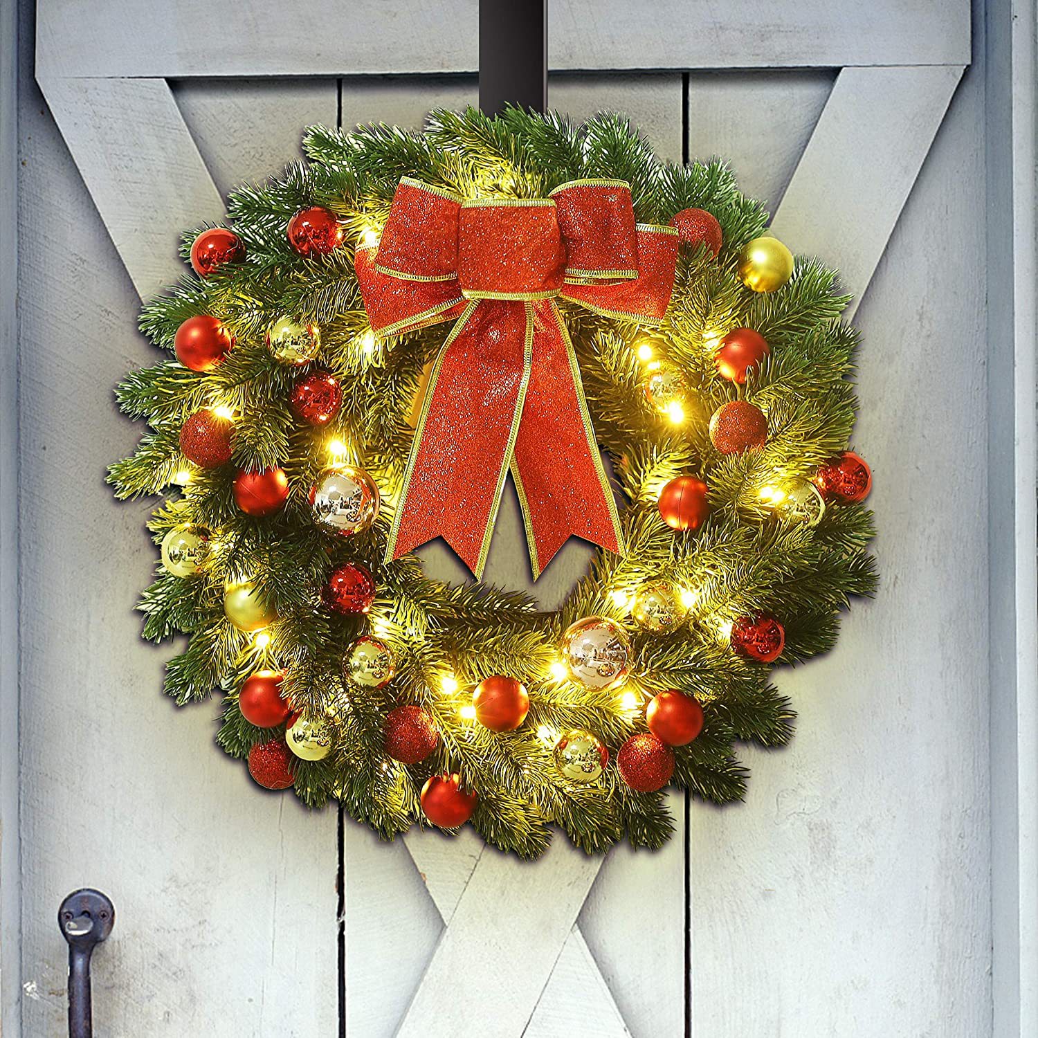 New PE Christmas wreath 40cm Christmas tree pendant door hanging arrangement bow Wreath Christmas decoration rattan ring