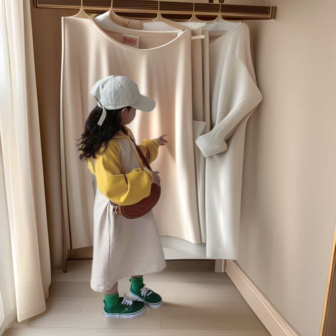 2025 Spring and Autumn New Contrast Color Sweater Dress Girls' Fashionable Children's Internet Celebrity Street Baby Long Sleeve Dress