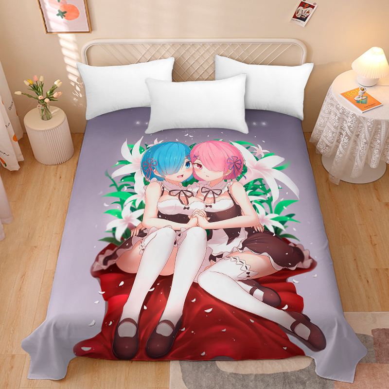 Picture of Anime Two-Dimensional Anime Rem Picture Gentleman 3D Beauty Bed Bed Sheets Single Piece Student Dormitory 1.9m