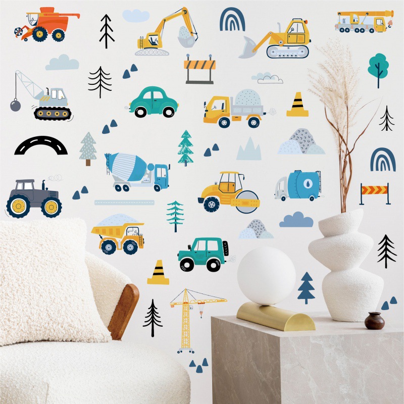 Picture of Cross-border Car Wall Stickers Bohemia Style Transportation Kindergarten Kidsren's Room Bedroom Decoration Cartoon Wall Stickers