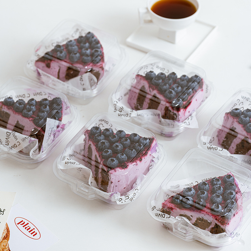 Cyber Red Bento Cake Box Packaging Cut Tiramisu Dessert Baking West Point Transparent Packing Box