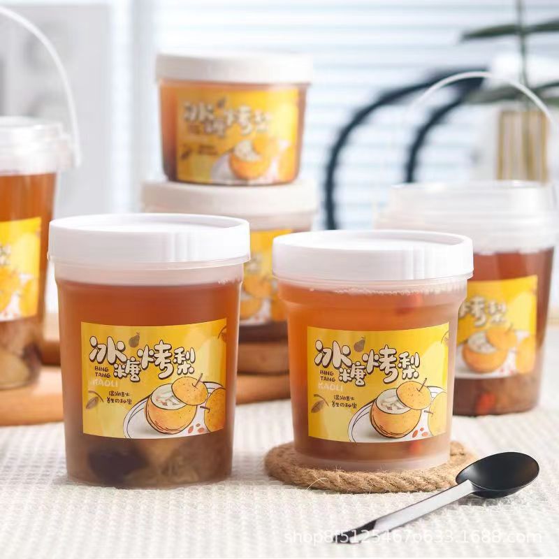 Picture of Net red rock sugar roasted pear packaging cup stewed Sydney soup jar high temperature resistant jar disposable packaging box commercial