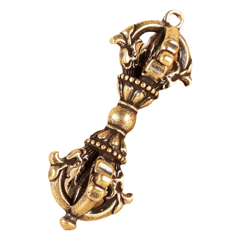 Vintage brass keychain copper Diamond Magic stud car key chain small pendant pendant jewelry men and women