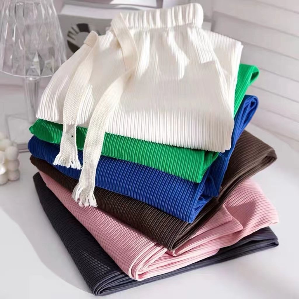White Pants Women's Summer Thin Loose 2024 New Solid Color Lazy Slimming Pants with Ice Silk Thread Wide Leg Pants