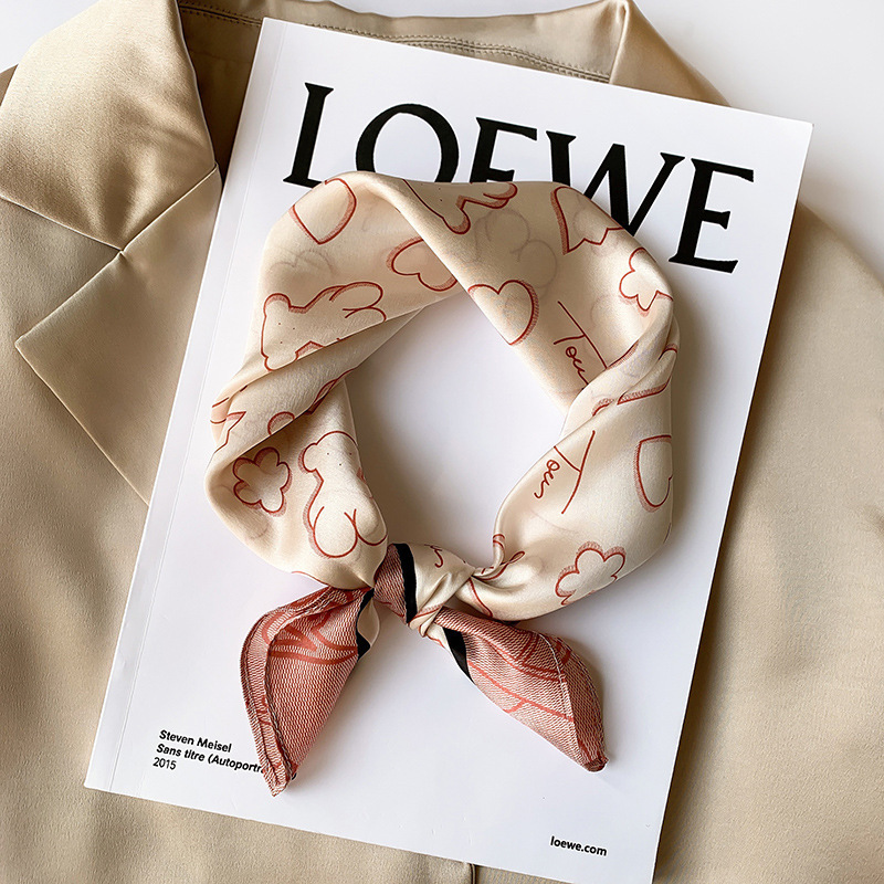 Picture of 2024 New Style Silk Scarves Women's Spring and Summer Fashion Printed 100 Mulberry Silk Small Square Scarf South Korea Ribbon Scarf