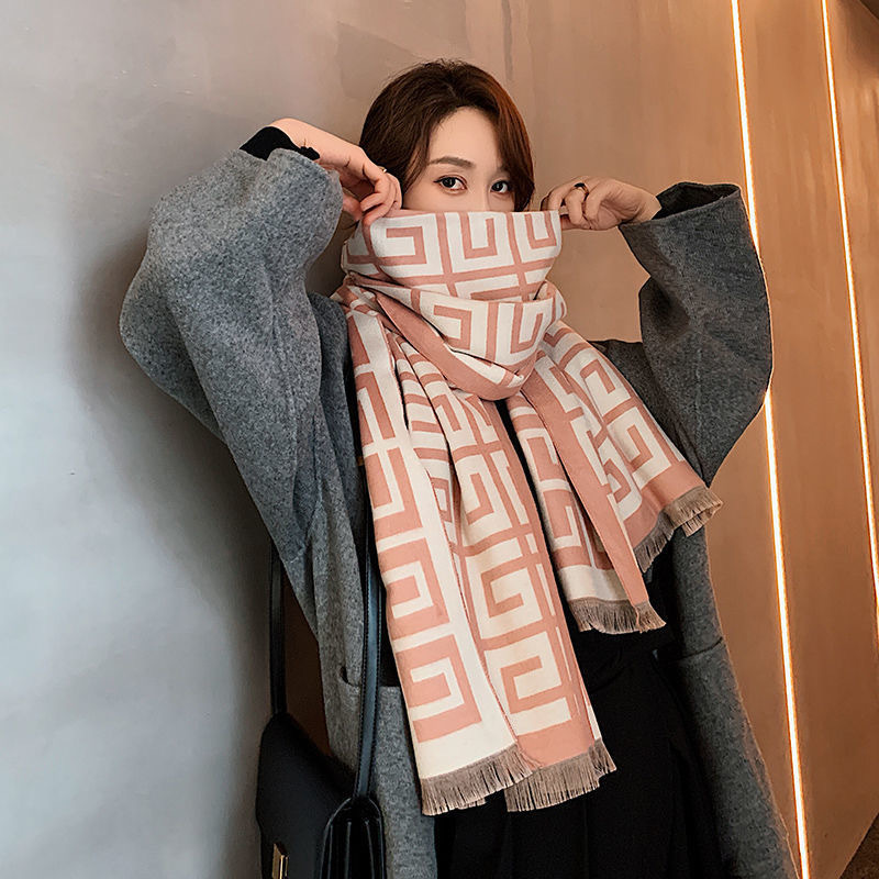 Picture of Classic Back Pattern Imitation Cashmere Scarf Autumn and Winter All-match Thickened Warm Scarf Shawl with Cotton Foreign Trade