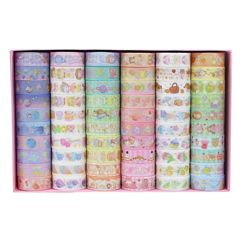 Cartoon and paper tape 60 rolls DIY decorative tape sticker painting material cute children's stationery hand account gift box