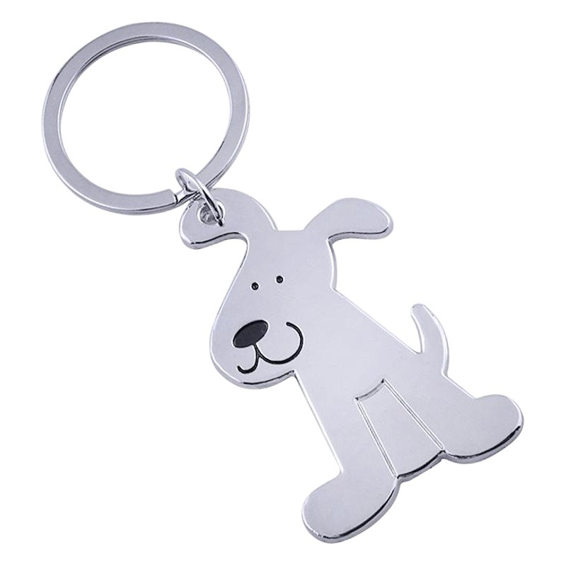 Manufacturer Wholesale Keychain Metal Glossy Dog Simulation Pet Dog Advertising Small Gift Laser Engraving Logo Pendant