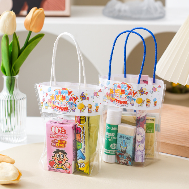 Happy Birthday Gift Bag Instagram Transparent Gift Bag Kindergarten Children's Hand Gift Portable Gift Packaging Bag