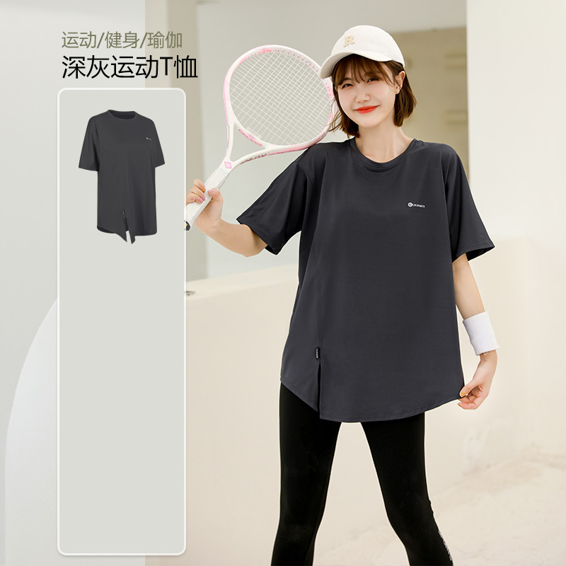 Picture of Running suit Women's Summer Outdoor Morning Running Sports Long-sleeved Three-piece Set Loose plus size Yoga Fitness Suit for Beginners