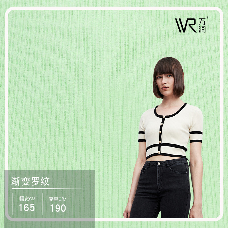Spring and Summer irregular artificial linen rib knitted fabric top T-shirt clothing fabric wide and narrow pit rib