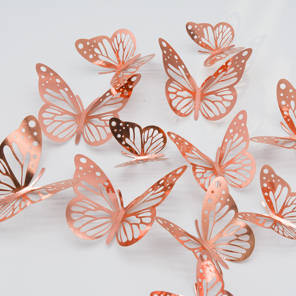 HB011 12 hollow butterfly stickers 3D butterfly cross-border home simulation butterfly decorative wall stickers