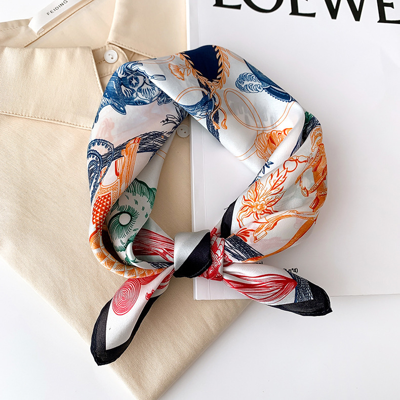 Picture of 2024 New Style Silk Scarves Women's Spring and Summer Fashion Printed 100 Mulberry Silk Small Square Scarf South Korea Ribbon Scarf