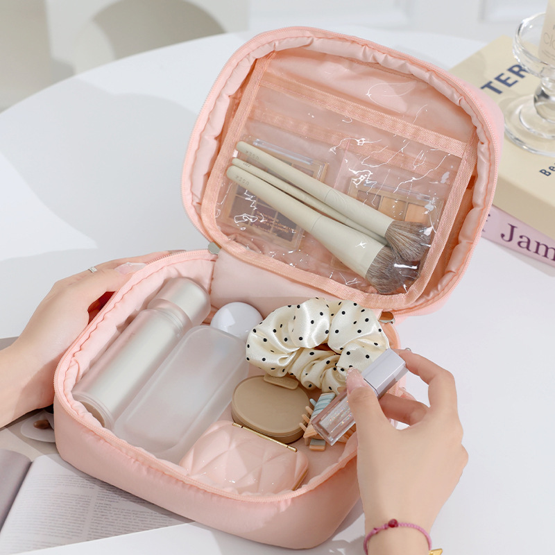 Picture of Runhui Puff Quartet Storage Bag Candy Color Cotton Soft Portable Cosmetic Bag Cosmetic Bag Large Capacity High-class Sense