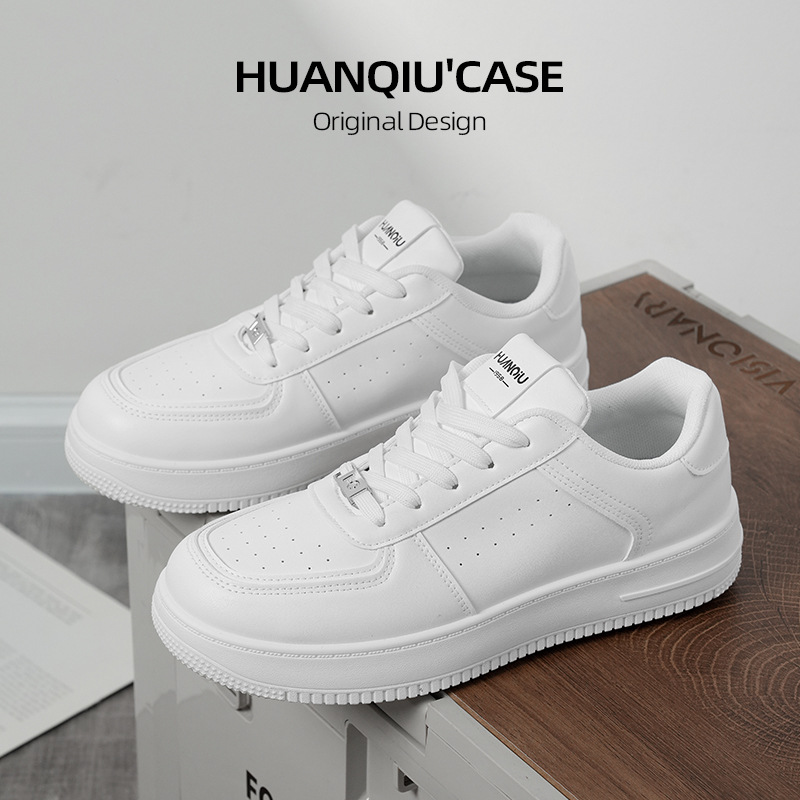Universal White Shoes Men's 2025 Spring New Versatile Trendy Shoes White Round Toe Non-Slip Flats Sneakers
