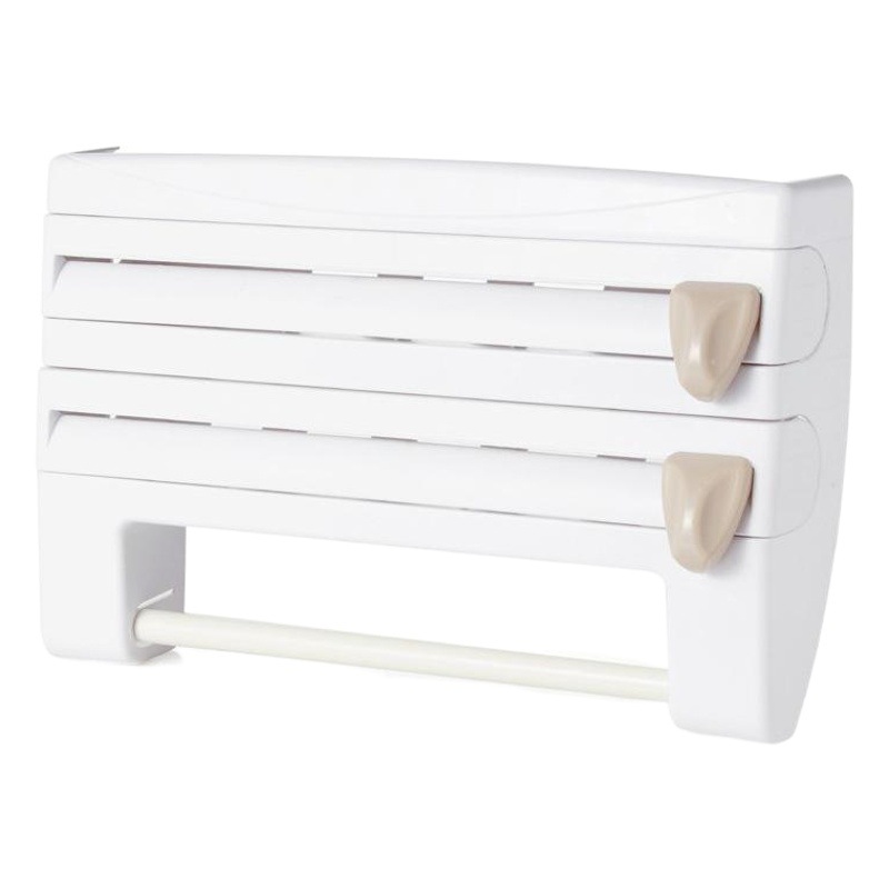 Creative kitchen plastic wrap storage rack multi-functional aluminum foil barbecue paper tissue wall-mounted storage rack with Cutter
