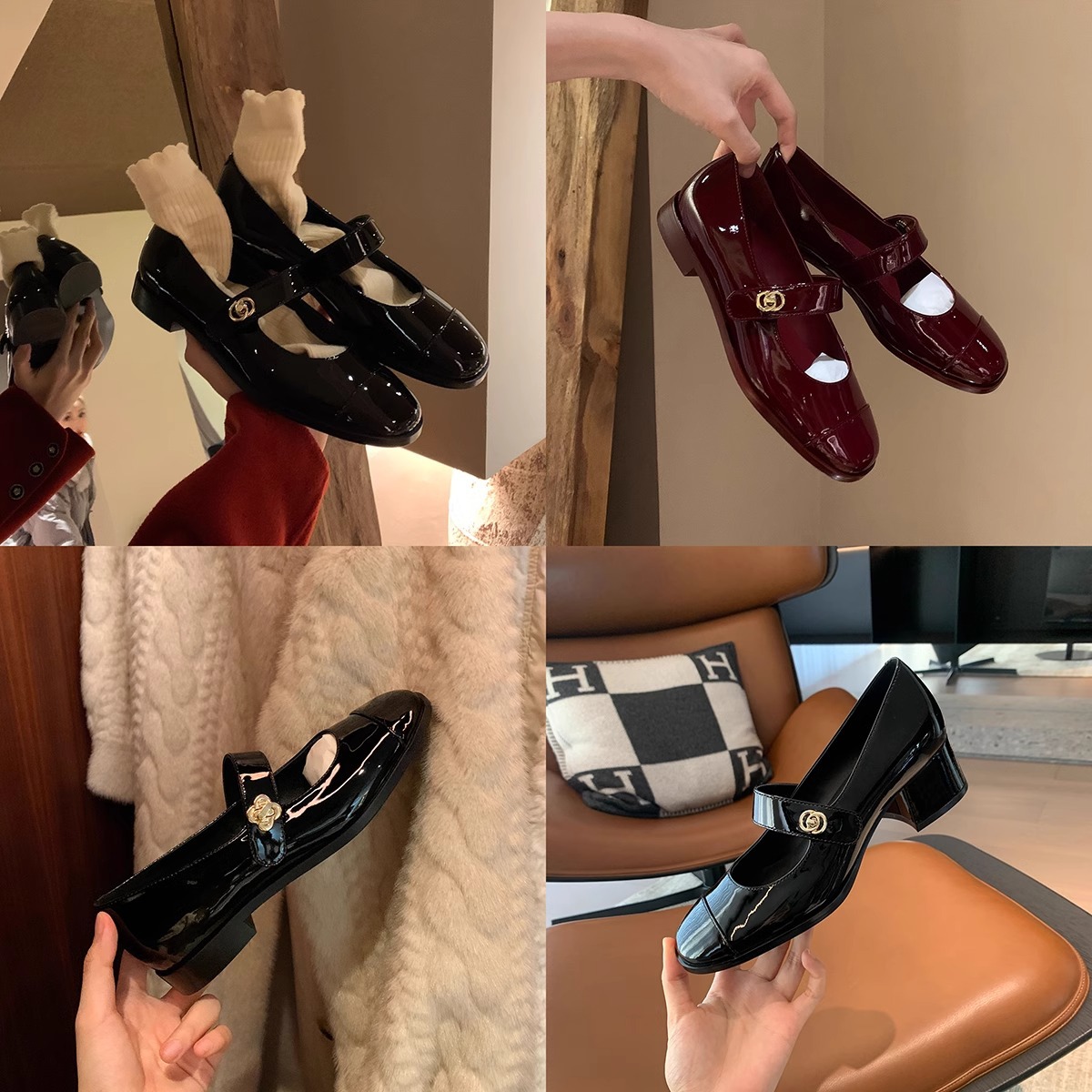 Picture of French Preppy Style Classic Versatile Round-Toe Shallow Strap Mary Jane Shoes with Chunky Heels for Women, Spring and Summer