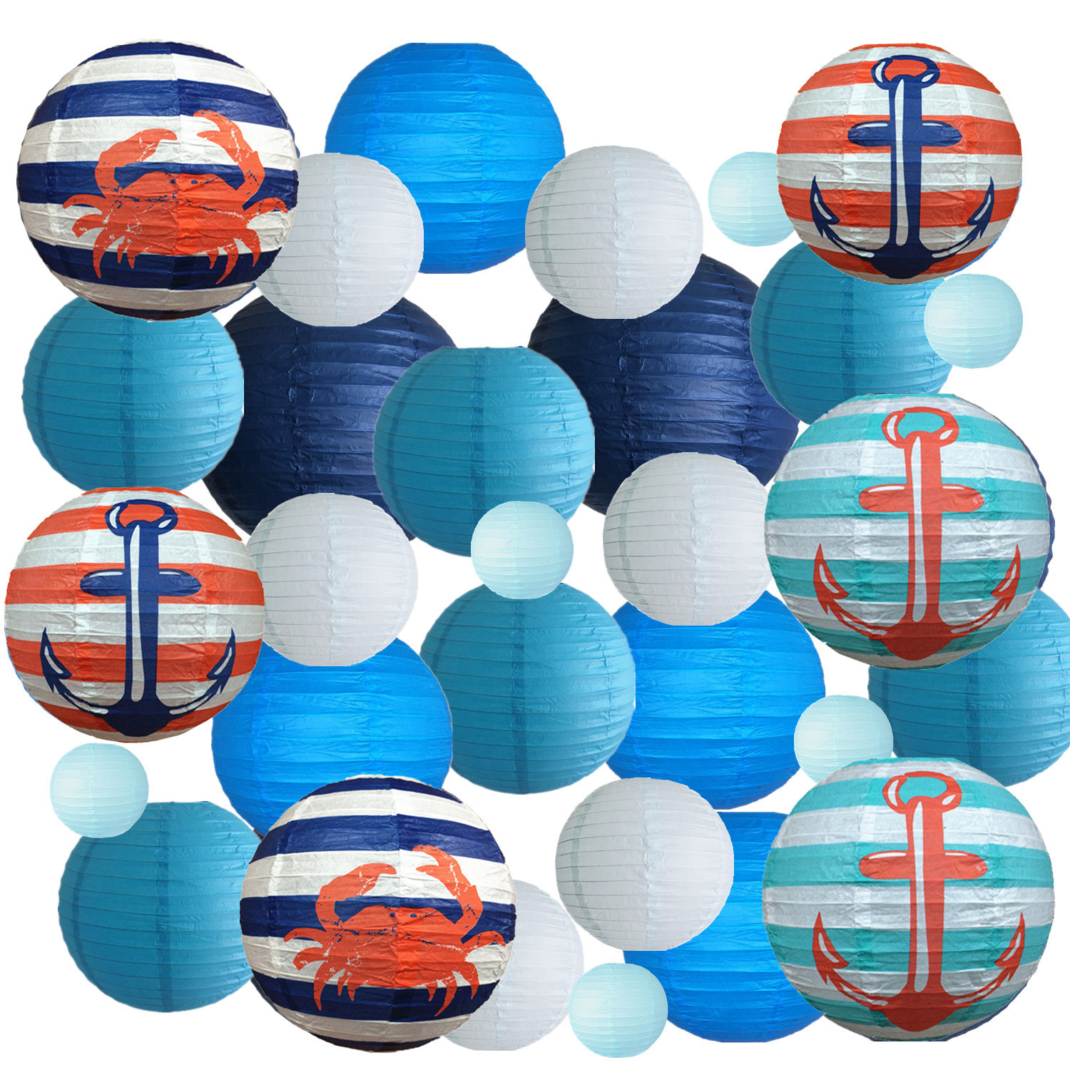 Picture of Spring, Summer, Autumn and Winter Colorfulful Paper Lanterns Round Foldableable Paper Art Combination Set Hanging Lanterns