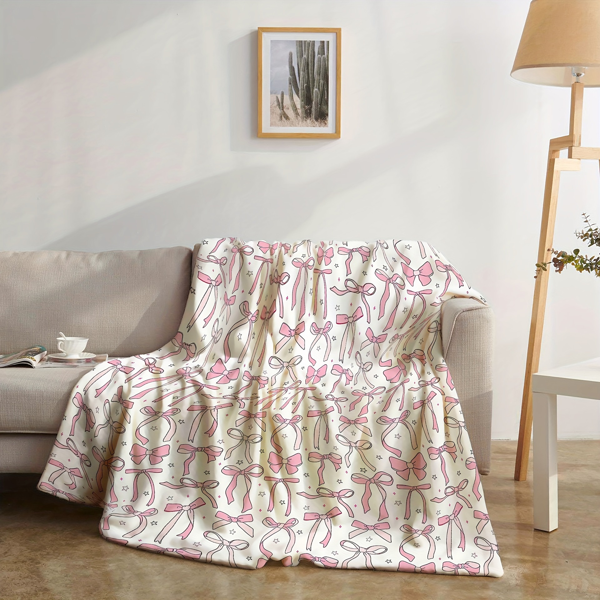 Picture of Foreign trade cross-border pink bow flannel blanket soft and comfortable digital printing blanket sofa blanket wholesale