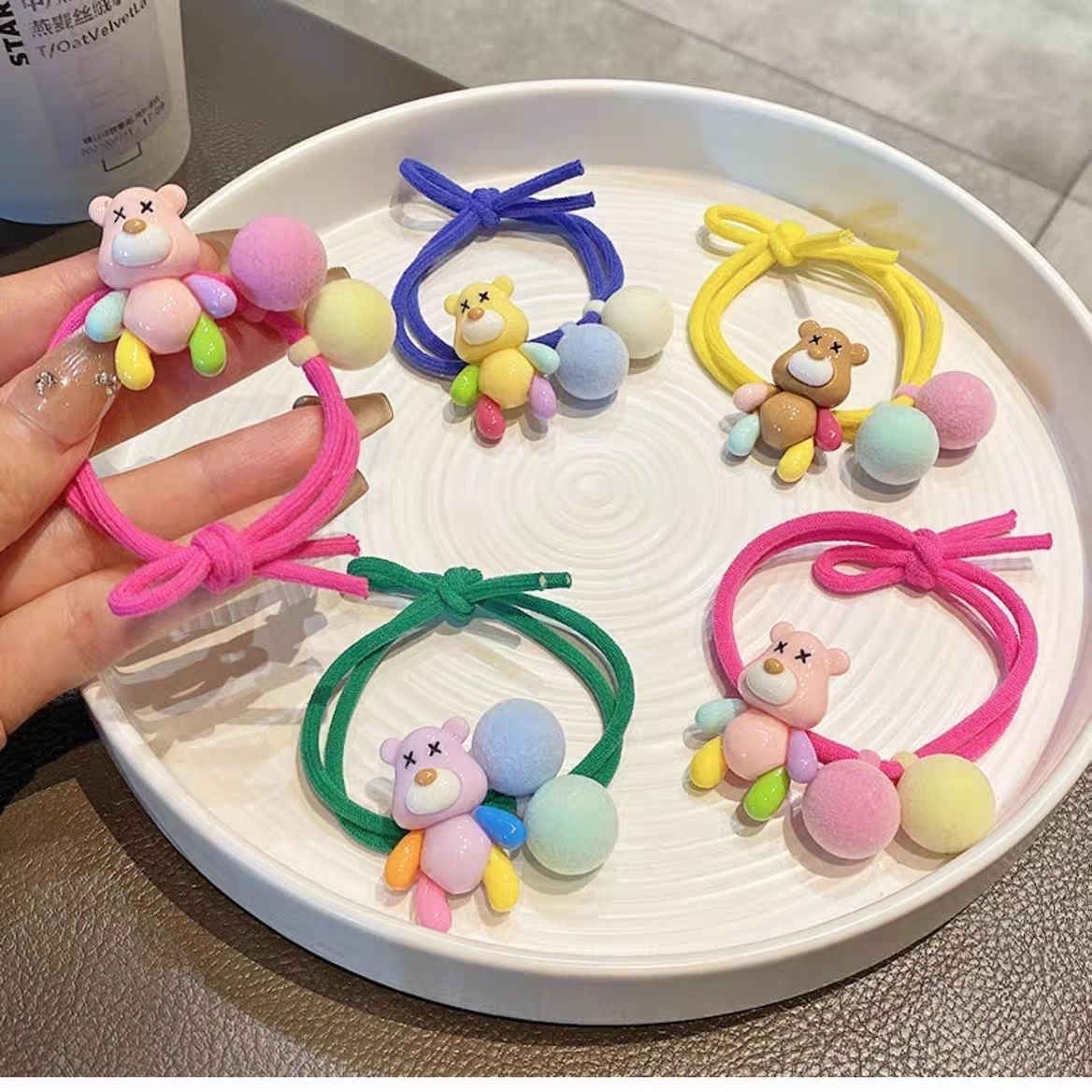 Picture of Bear Colorful Cute Simple Hair Rope All-match Hair Rings Hair Accessories Pony Tail Hair Rope Headdress Fragrant Style Hair Rope