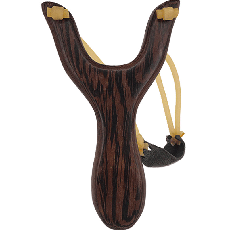 Picture of Outdoor slingshot traditional spring fork high precision wood children's wooden round leather wooden rack solid wood large strong mahogany