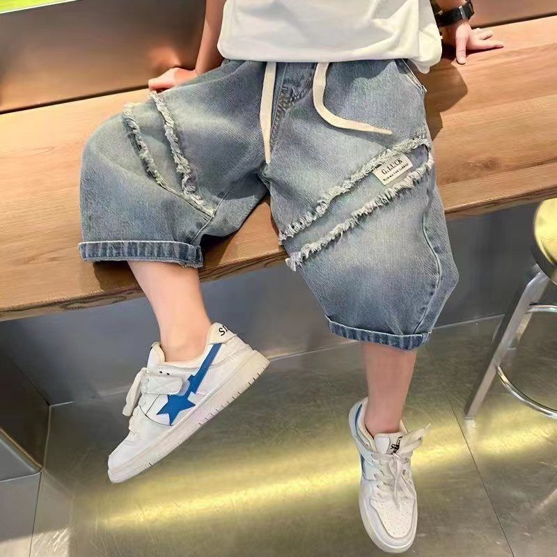 Boys Jeans Shorts Summer Children's Foreign Trade Personalized 2025 Casual Pants Boys Pants Capri Pants Summer Thin