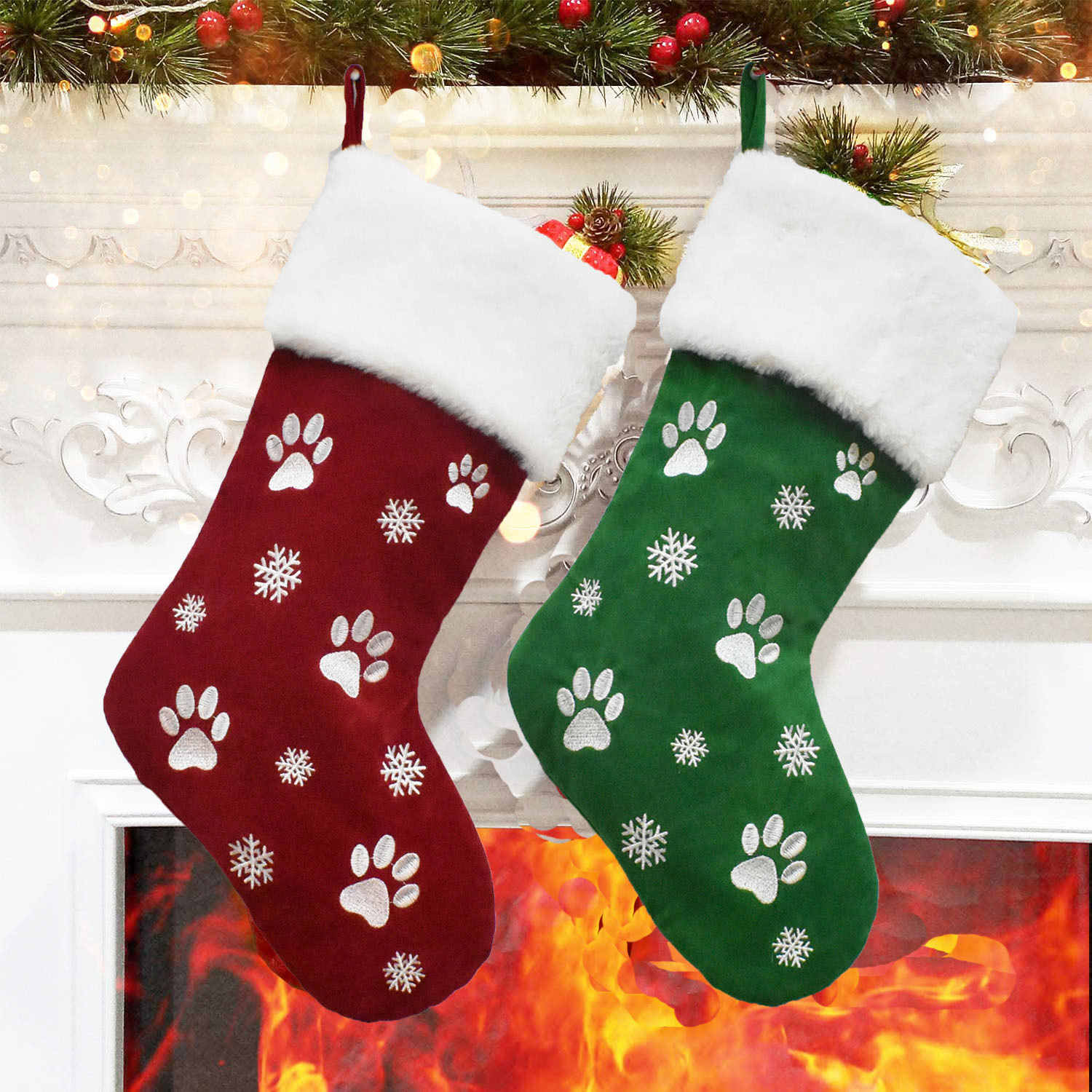 Ready Stock Christmas Socks Gift Bag Christmas Decoration Pet Christmas Gift Kidsren's Christmas Tree Pendant