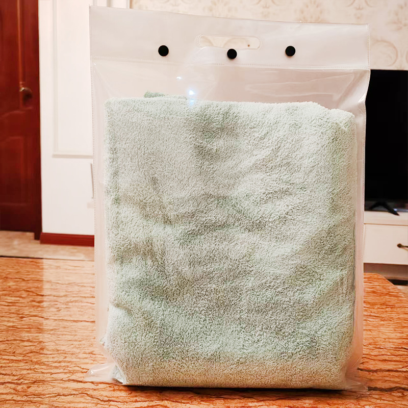 Home Textile Bedding Eva Plastic Tote Bag Dustproof and Cold-Resistant Jelly Bag with One Side Transparent Frosted Portable Handbag
