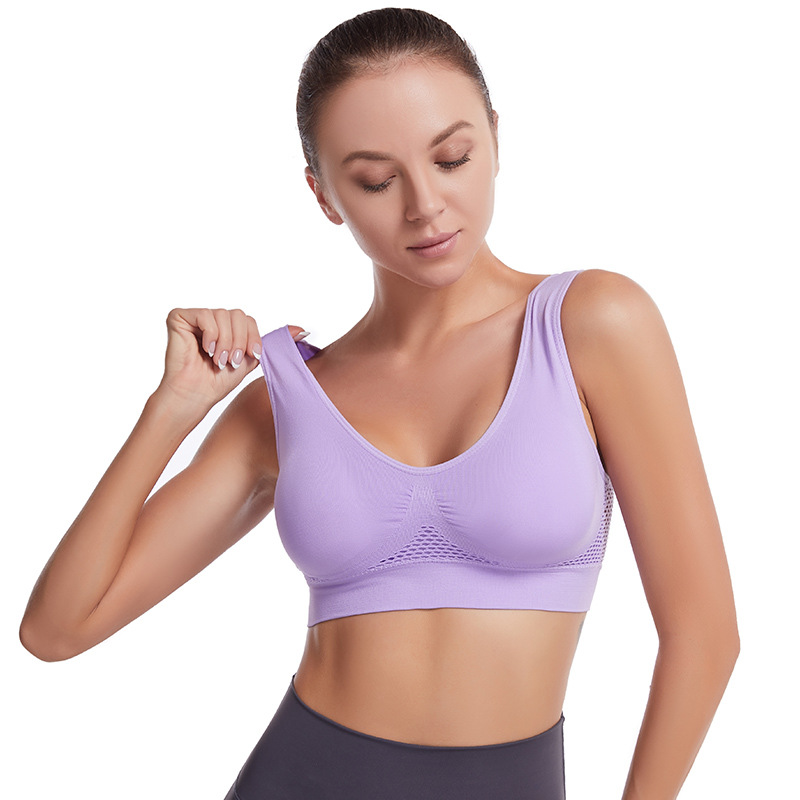 Picture of Hollow Mesh Sports Bra Women's Shock-Proof Vest Running Yoga Fitness Bra Beautiful Back Push up Large Size Amazon