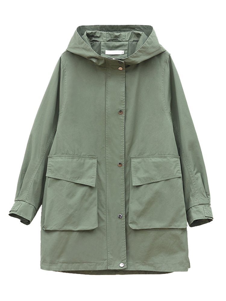 Picture of Windbreaker Coat Women's Mid-length 2024 New Spring Hooded Mother Loose Casual Fashion Age-reducing Pure Cotton Top