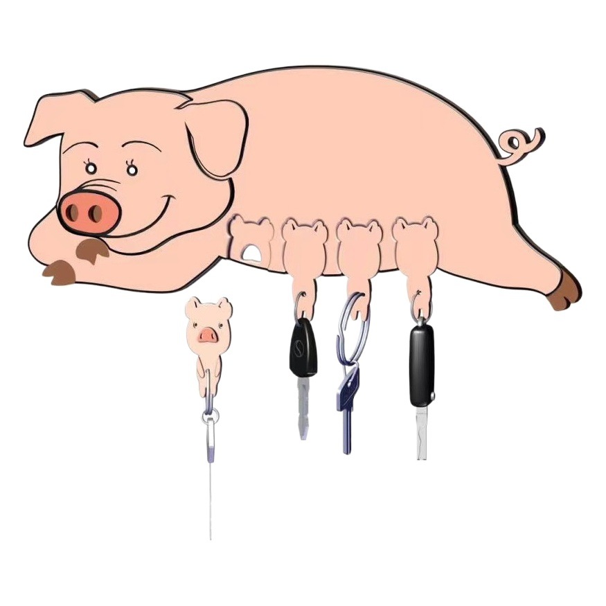 Cross-border Cute Piggy Key Ring Hanging Board Keychain Pendant Decoration Cat Key Door Hook Clothes Hanger
