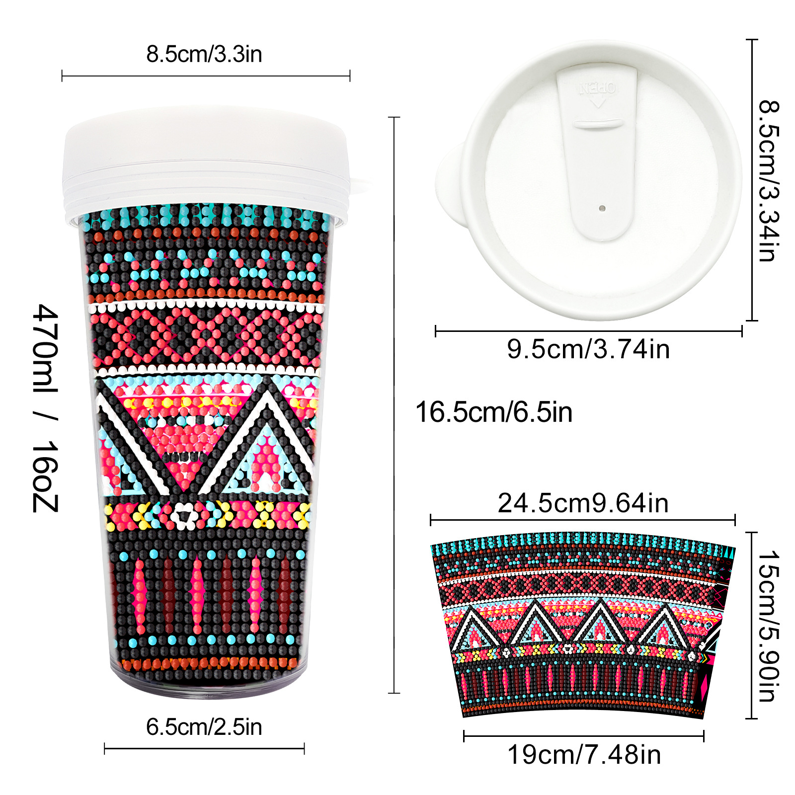Picture of Diamond Painting Peripherals, New and Unique Cups, Cross-Border Supply, Diamond Stickers, Embroidery, DIY Handmade Full Diamond Creative Decorative Paintings Wholesale