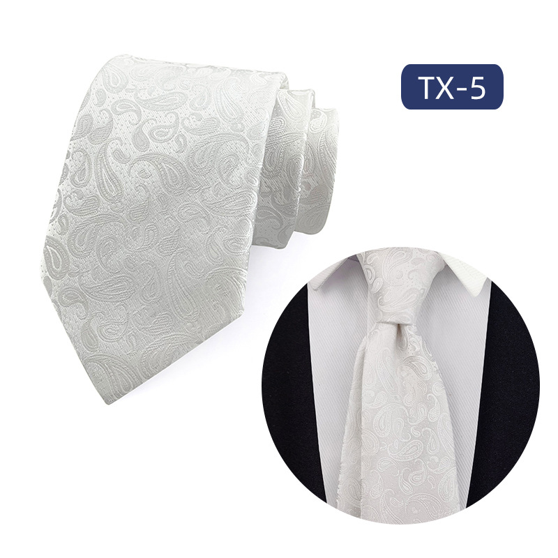 Picture of in stock wholesale men's tie jacquard yarn-dyed fabric small floral pattern business casual wedding groom tie