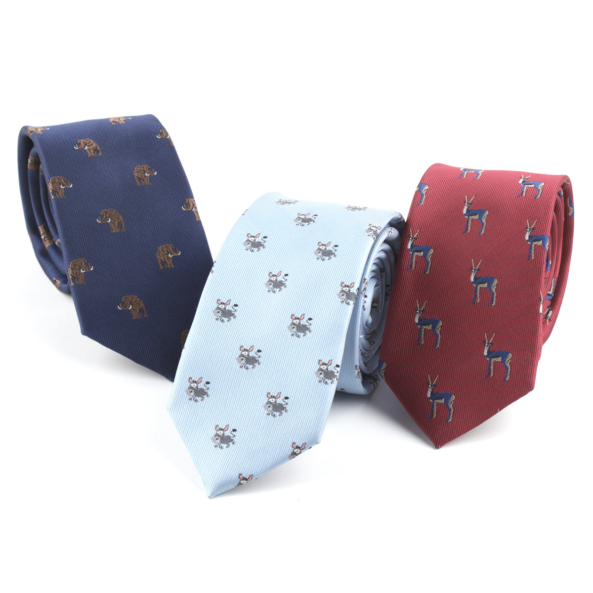 Picture of Men's Tie Polyester Silk Yarn-Dyed Jacquard Animal Elephant Embroidered Casual Tie Cross-Border E-Commerce Spot Wholesale