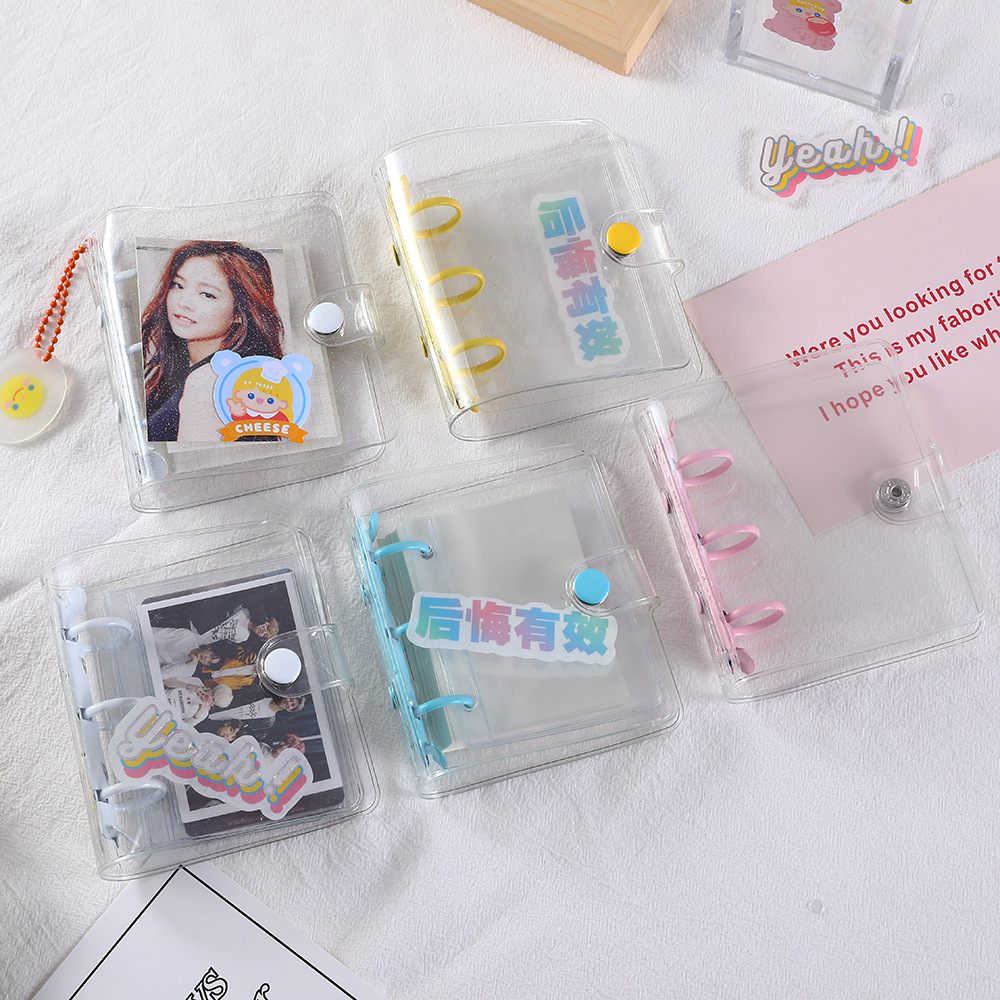 Picture of ins Korean version of shiny transparent hand Ledger PVC three-hole mini binder student Girl star chasing album book