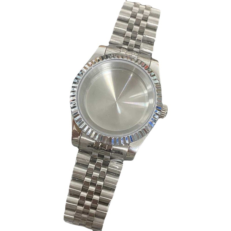 Stainless steel case dog tooth ring log tooth ring case strap 39mm dense bottom suitable NH35 NH36 movement