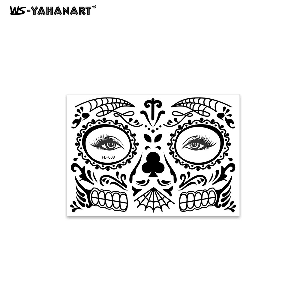 Picture of 2023 Cross-border New Halloween Funny Face Tattoo Sticker Masquerade Dead Dead Face Tattoo Sticker